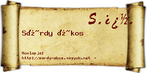 Sárdy Ákos névjegykártya